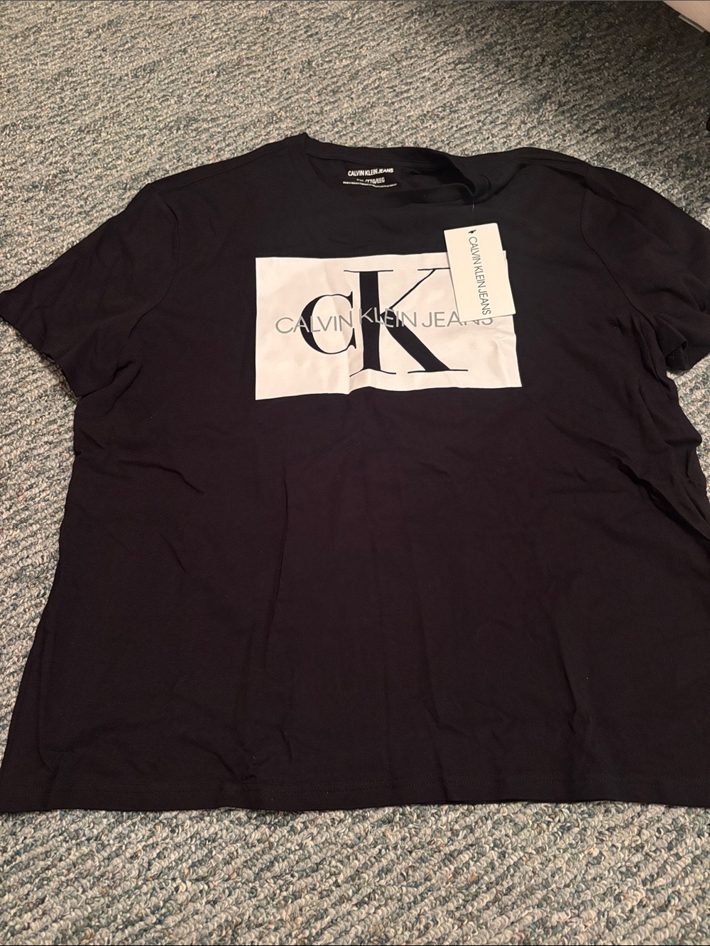 Calvin Klein Jeans Black T-Shirt with White CK Logo Panel